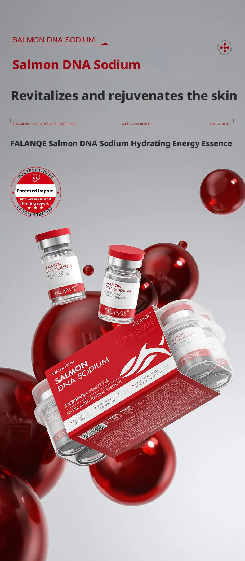Salmon DNA Sodium Anti-wrinkle Serum Ampoule Fade Fine Lines Collagen Essence Facial Moisturizing Whitening Firming Skin Care