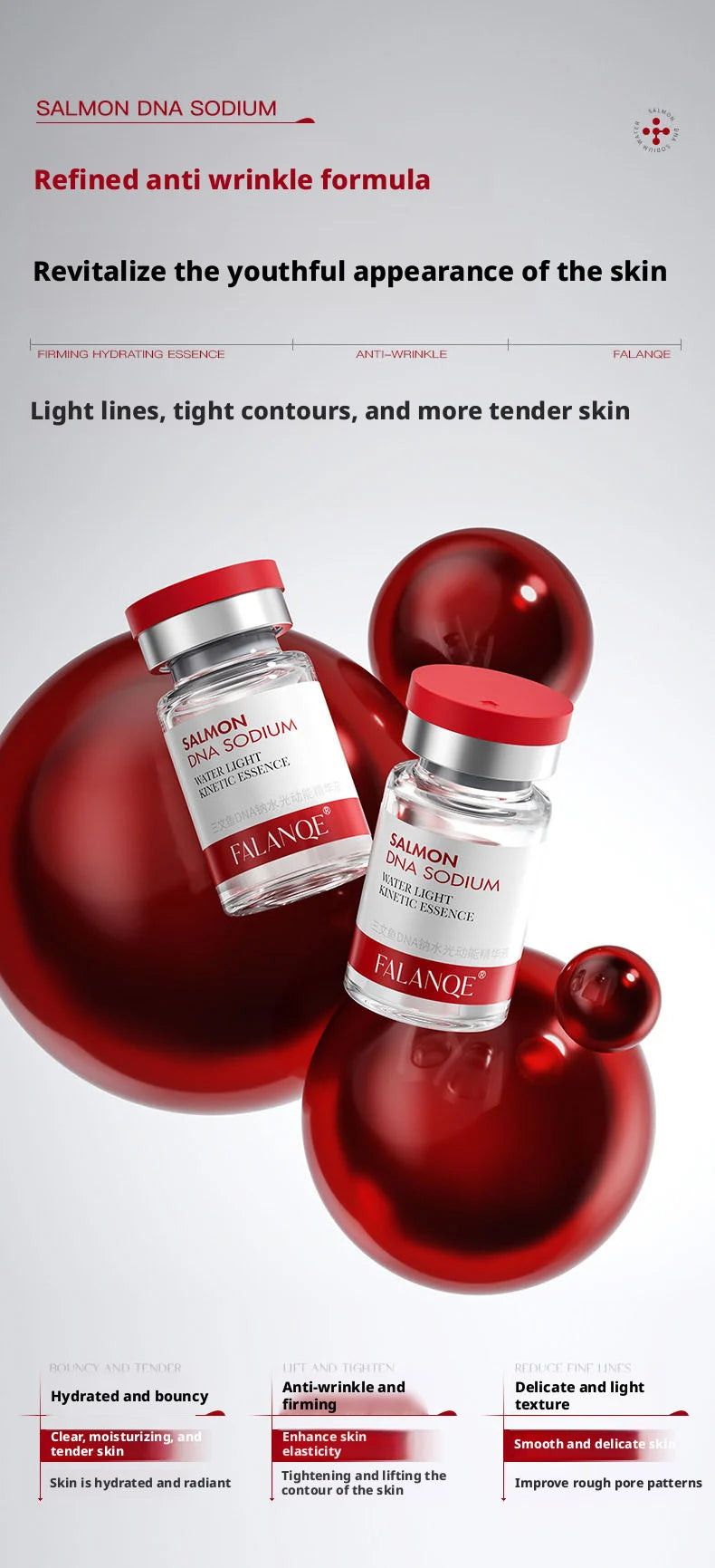 Salmon DNA Sodium Anti-wrinkle Serum Ampoule Fade Fine Lines Collagen Essence Facial Moisturizing Whitening Firming Skin Care